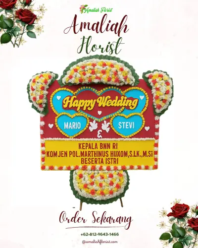Karangan Papan Bunga Pernikahan di Pengaradan